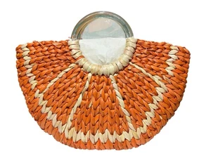 Kate Spade Orange Slice Twist wicker tote Straw Handbag Pre-owned Japan F/S - Picture 1 of 15