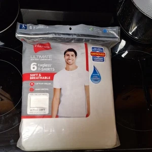 Hanes T-Shirt 6-Pack Ultimate Ultra Soft Crew Neck Wicking FreshIQ Men's L - Picture 1 of 3