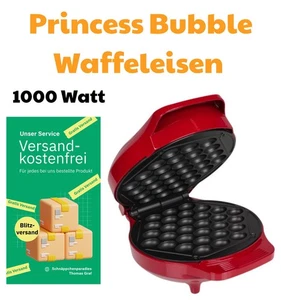 Princess Bubble Waffeleisen 1000W - Rot - 132471 Waffeln Eiswaffeln 18cm - Bild 1 von 4