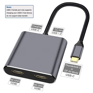 4 in 1 Type C to Dual HDMI Converter With USB 3.0 Port Durable For Mobile Phones - Zdjęcie 1 z 17