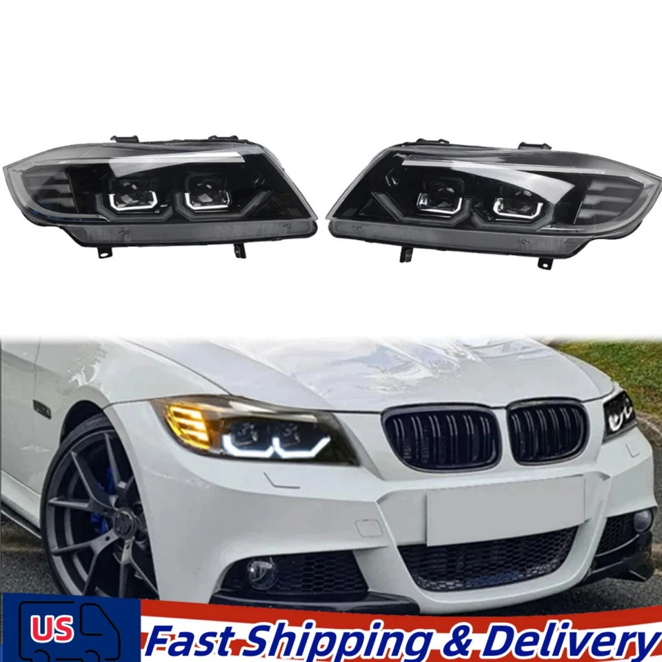 For BMW 3 Series E90 E91 2008-2012 Pair Front Headlight Headlamp Assembly Foto 1 de 4
