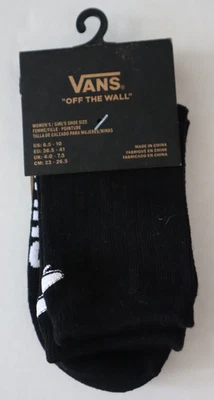 Vans Women's Sz O/S (6.5-10) Black Cotton Embroidered Logo Kickin It Crew Socks - Image 1 of 4