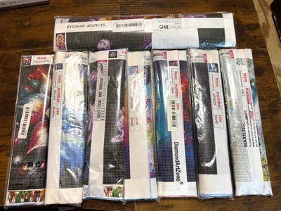 Lote de 8 kits de pintura de diamantes de varios tamaños, bolsas selladas nuevas. Foto 1 de 4