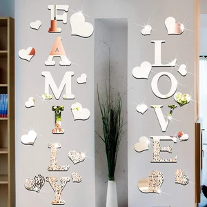 3D Family Home Sign Letter Rustic Farmhouse Mirror Wall Decor Acrylic Mirror 3D - Picture 1 of 12