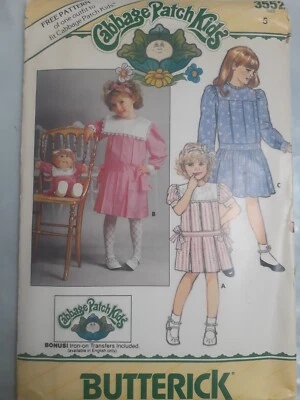 Dress Pleated Cabbage Patch Girls 5 Doll Clothes Butterick 3552 Sewing Pattern - Image 1 of 4