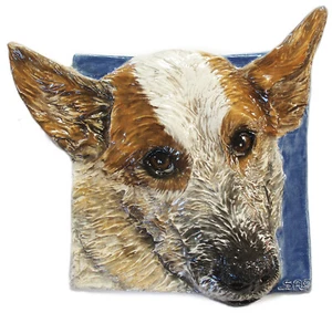 Australian Cattle Dog Tile Handcrafted Pet Portrait Ceramic Sondra Alexander Art - Picture 1 of 4