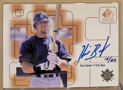 1999 SP Signature Edition GOLD AUTO  Kevin Barker Brewers ON CARD AUTOGRAPH /50 - Image 1 of 2