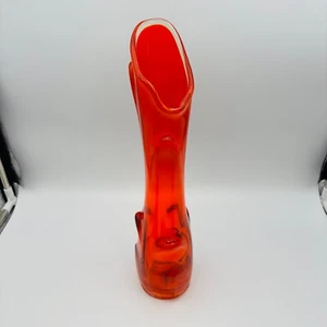 Vintage Viking Glass TUNDRA Swung Vase in Persimmon Orange Cadmium Glow 14" - Picture 1 of 11