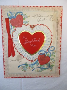 Tarjeta de San Valentín Corazón Hinchado y Brillo De Colección Novia Apreciar con Caja - Imagen 1 de 16