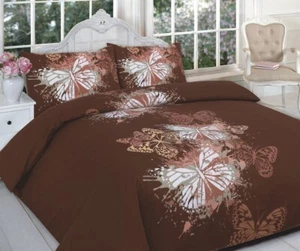 Butterfly Chocolat Printed Duvet Covers Set Reversible Quilt Pillowcase UK SIZES - Picture 1 of 2