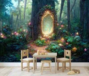 Magical Portal Forest at Night Wallpaper Mural Removeable Washable Peel-Stick - Picture 1 of 11