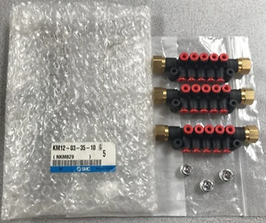 Lot Of 3 SMC KM12-03-35-10 One-touch Fittings And End Plug No Box In Factory Bag - Picture 1 of 5