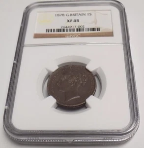 GREAT BRITAIN 1878 SHILLING NGC XF45 XF 45 England English Certified UK Coin  - Picture 1 of 7