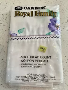 Fundas de almohada vintage Cannon Royal Family estándar Queen púrpura acuarela flor - Imagen 1 de 3