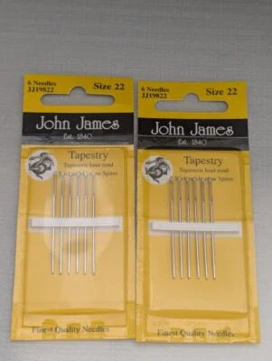 Agujas de mano de tapiz John James talla 22-12 agujas nuevas Foto 1 de 2