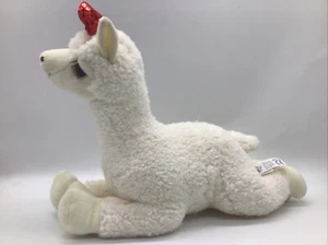The Petting Zoo 13” Alpaca Llama White W/ Red Glitter Bow Plush NWT - Picture 1 of 14