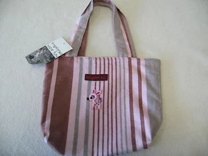 CUTE Bungalow 360 Pink Brown Silver Small Reversible Tote Bag NEW! 10.5 x 8.5 - Picture 1 of 5