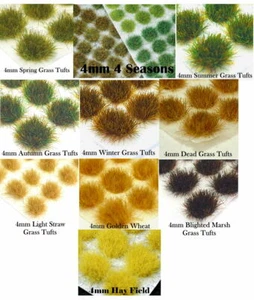 120 x 4mm Static Grass Tufts Self Adhesive 28mm WW2 Wargames Basing Bases - Picture 1 of 51