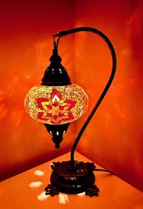 Mosaiklampe L orientalische marokkanische türkische Lampe / ORANGE - STERN - Bild 1 von 7