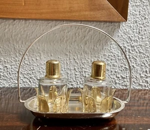 Salz und Pfefferstreuer, Kristall, Silverplate und Messing. Vintage ‚80er. - Bild 1 von 4