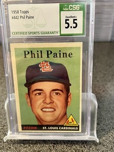 1958 Topps Phil Paine #442 Cardinals CSG 5.5 1928