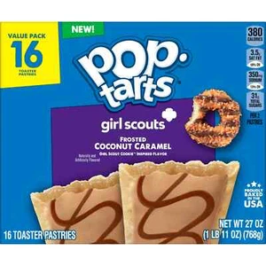 🔵New Kellogg’s Pop Tarts Girl Scouts  Frosted Coconut Caramel Cookie (16ct) - Picture 1 of 2