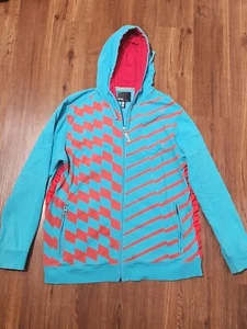 Vintage Y2K Oakley Multicolor Light Blue/ Red Zip Up Jacket Hoodie XL - Bild 1 von 10