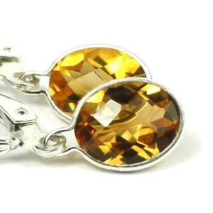 925 Sterling Silber Ohrstecker, Citrin, SE001 - Bild 1 von 6