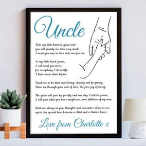 Impresión de poema de tío regalo personalizado de sobrina sobrino para Navidad, cumpleaños - Imagen 1 de 7