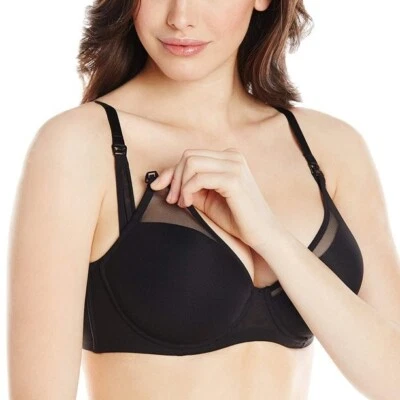 NEW Le Mystere 363 Nursing Bra - Mama Mia Maternity US 34DD/E UK 34E Black $62 - Image 1 of 4