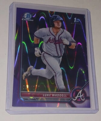 2022 Bowman Chrome Prospects Purple RayWave Refractor /250 Luke Waddell BRAVES - Image 1 of 2