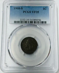 1908 S Indian Head Cent PCGS VF35 BN - Picture 1 of 8