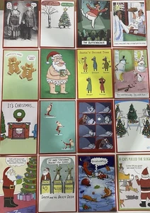 SET BESTEHEND AUS 16 Cartoon lustigen Feiertag Humor Gruß Weihnachtskarten Set - Bild 1 von 9