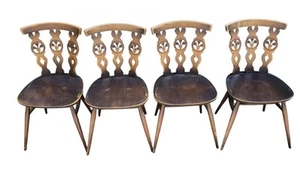 Vintage Ercol Fleur De Lys Dining Chairs Set Of 4 Please Read  - Picture 1 of 12