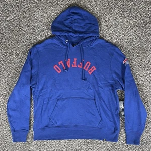 ‘47 Buffalo Bills Hoodie Upside Down Script Blue Fleece Men’s Size XL NWT - Picture 1 of 7