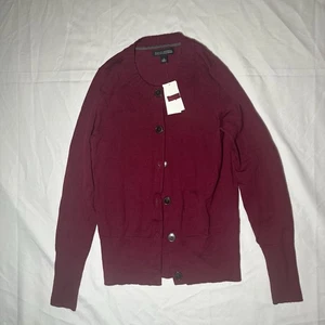 Banana Republic Women Extra Fine Italian Merino Button Cardigan Maroon Red S - Picture 1 of 15