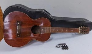 1920s Unmarked Parlor Guitar Pearloid Koa Wood? - Needs TLC - Picture 1 of 24
