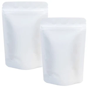 100 Pack Matte White Mylar Bags Stand Up - 4 x 6 Inches Resealable Mylar Zipl... - Foto 1 di 5