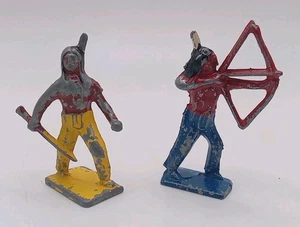 Two Original Vintage Cast Lead 2-1/4" Tall Indian Collectible Toys/Figures - Picture 1 of 11