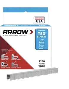 Arrow Staples T50 1/4" 6mm,Box of 1250,Universal Fit #504,UK Seller,Free Postage - Picture 1 of 3