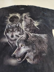 The Mountain Wolf Wolves Full Moon T-Shirt Tie Dye Black Men's T-shirt XXL - Picture 1 of 5