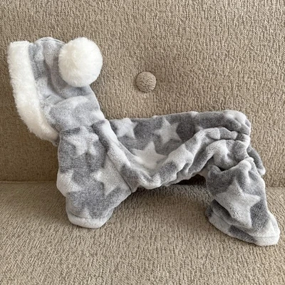 Hooded Stars Dog Pajamas Cozy Bodysuit jumpsuit Warm Pet Clothes Mini Dog Sz M - Image 1 of 4