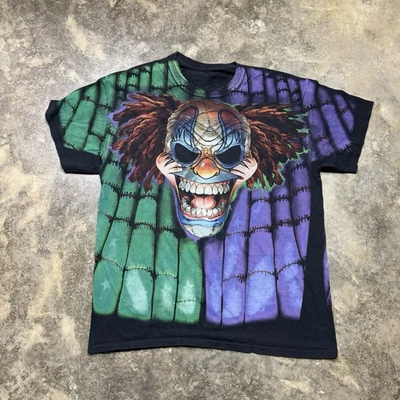Y2K Liquid Blue Clown Puppet Purple And Green Mens T-shirt In Size Large - Image 1 of 4