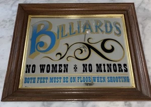 Billard Spiegel Schild keine Frauen keine Minderjährigen Spielzimmer Pool Bar ManCave Bier 17”x14” - Bild 1 von 7