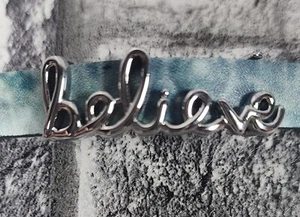 Charm Stella E Punto Scritta Parola Credere Argento Diapositiva Conserva Collezione - Foto 1 di 3