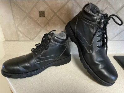 Dexter Black Lace Up Ankle Boots Faux Fur Lined Waterproof  Mens 10.5 W - Image 1 of 4