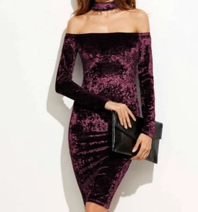 Velvet Dress With Choker - Size L (12/14) Great For Any Occasion - Picture 1 of 2