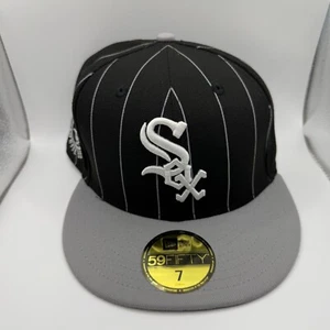 New Era 59Fifty Chicago White Sox MLB Fitted Hat Size 7 Pinstripe Black/Gray - Picture 1 of 5