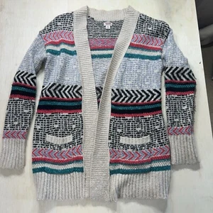 MOSSIMO SUPPLY CO Open Style Gray Brown Cardigan Knit Sweater Women's Size Large - Picture 1 of 17