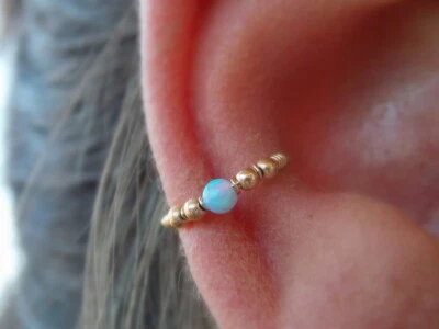 Helix Earring Opal Septum Ring Cartilage Hoop opal conch piercing opal piercing  - Image 1 of 4